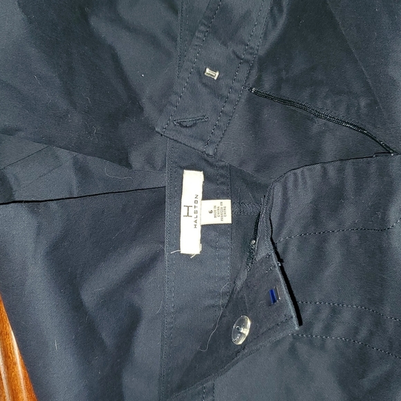 H by Halston Ankle Navy Mid-Rise Straight Fit Kick Pleat Pant Trouser Small 6 - Picture 3 of 6